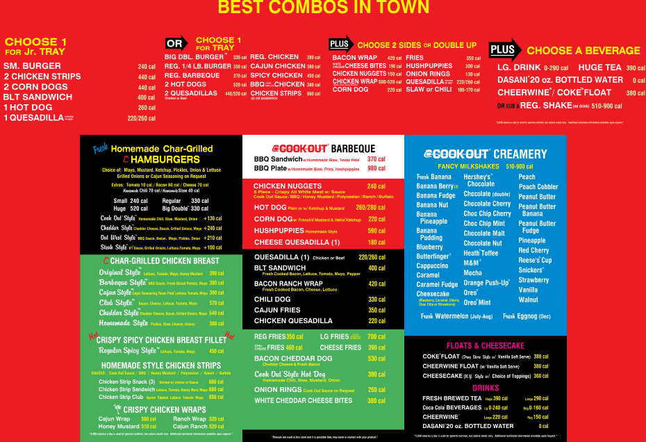 Cook Out Restaurant Menu PDF